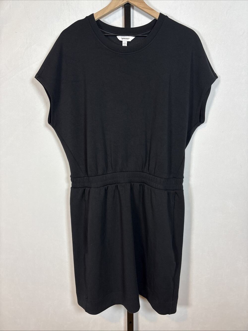 Spanx Air Essentials Faux Tuck Dress Womens XL Black Pockets Comfort Minimalist